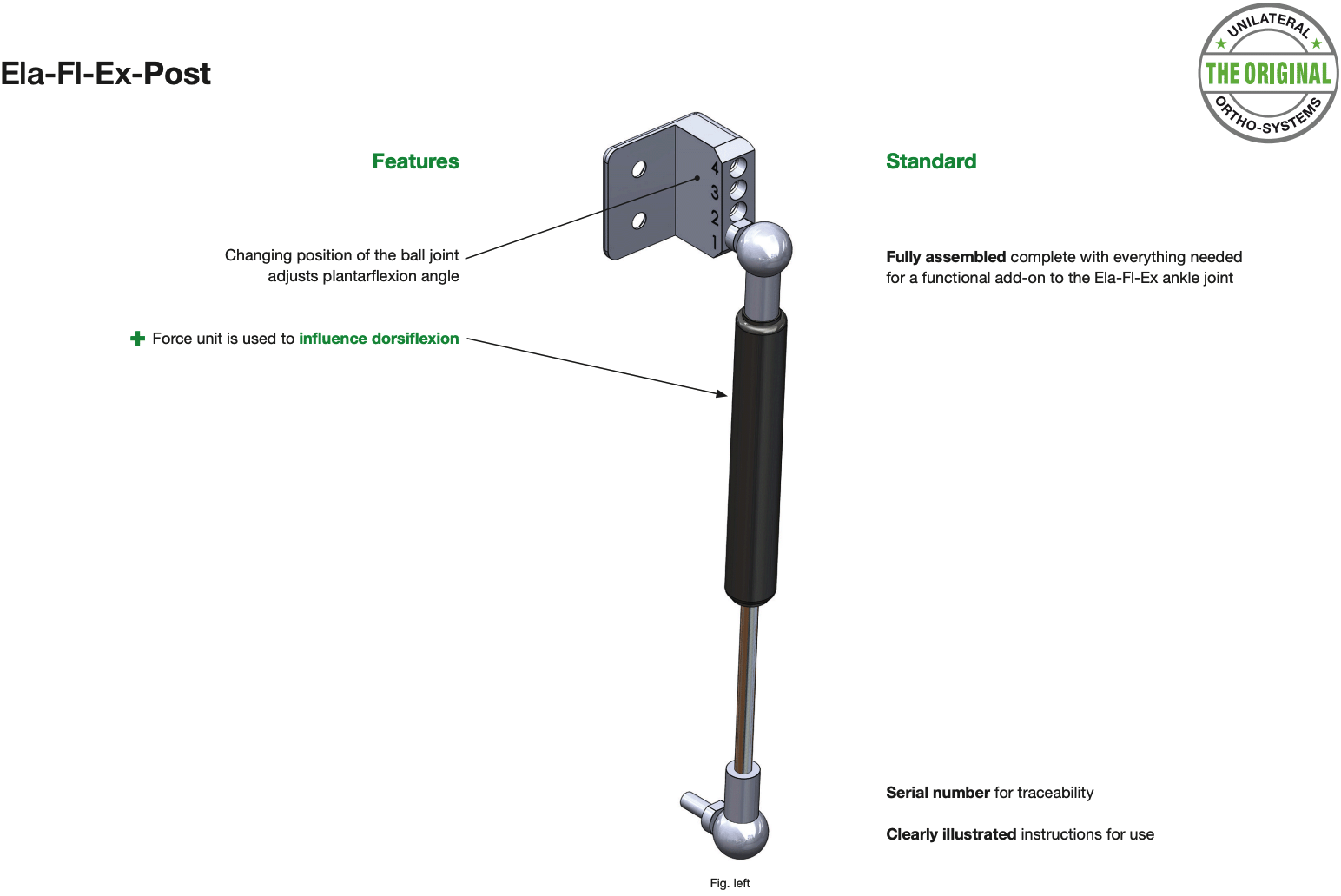 Features Ela-Flex-Post Ankle Joint